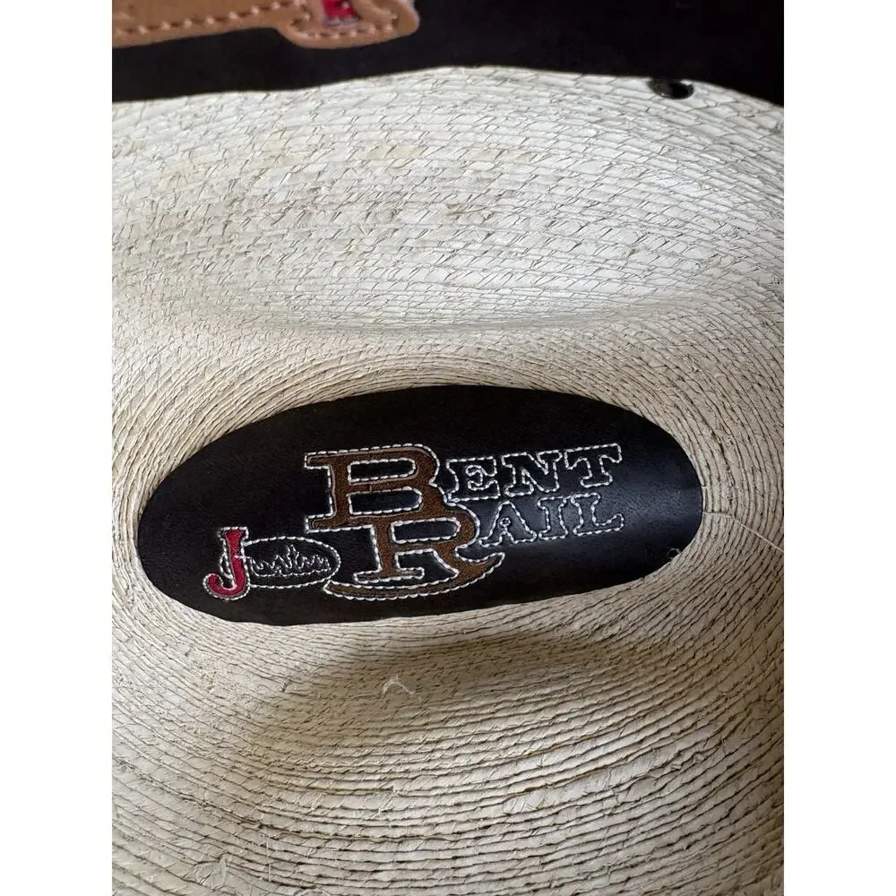 Justin Bent Rail Straw Cowboy Hat 7 1/2 Natural Western Horsehair Band Cowboy
